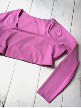 Girlfriend Collective XXL Top Crop Kinsley Long Sleeve Athletic Compression Pink
